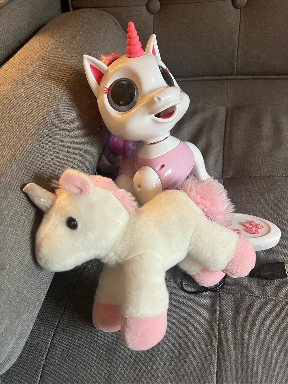 Interactive White and Pink Unicorn Toy with Remote
